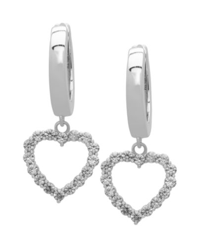 Macy's Lab Grown White Sapphire Open Heart Dangle Hoop Earrings (1-5/8 ct. t.w.) in Sterling Silver (Also in Lab Grown Magenta Sapphire)