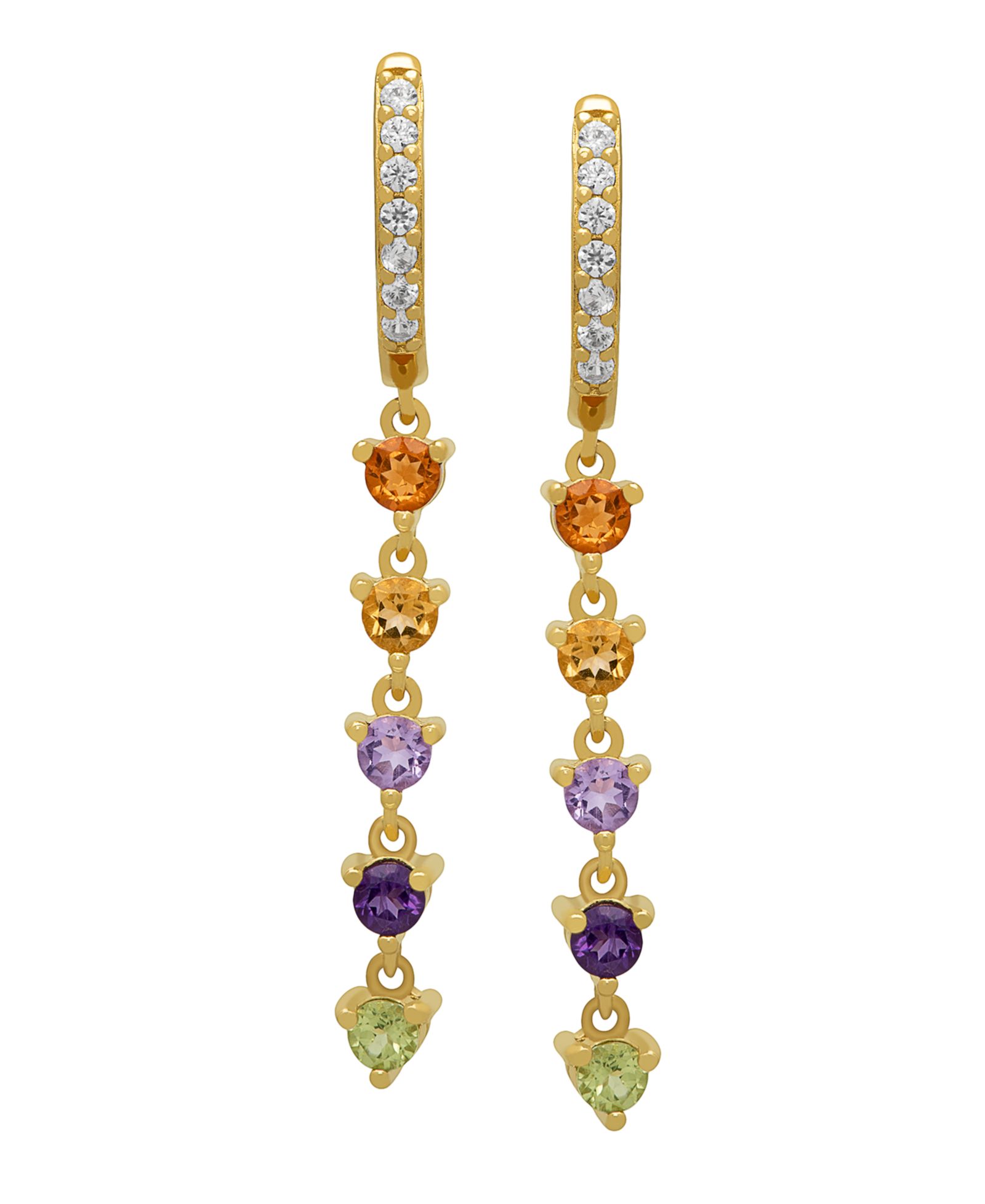 Серьги-подвески Multi-Stones Linear Dangle (1-1/4 ct. t.w.) в 14k Gold Over Sterling Silver