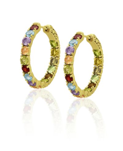 Macy's Multi-Stones Inside-Out Hoop Earrings (7-5/8 ct. t.w.) in Sterling Silver (Also Available in 14k Gold Over Sterling Silver)