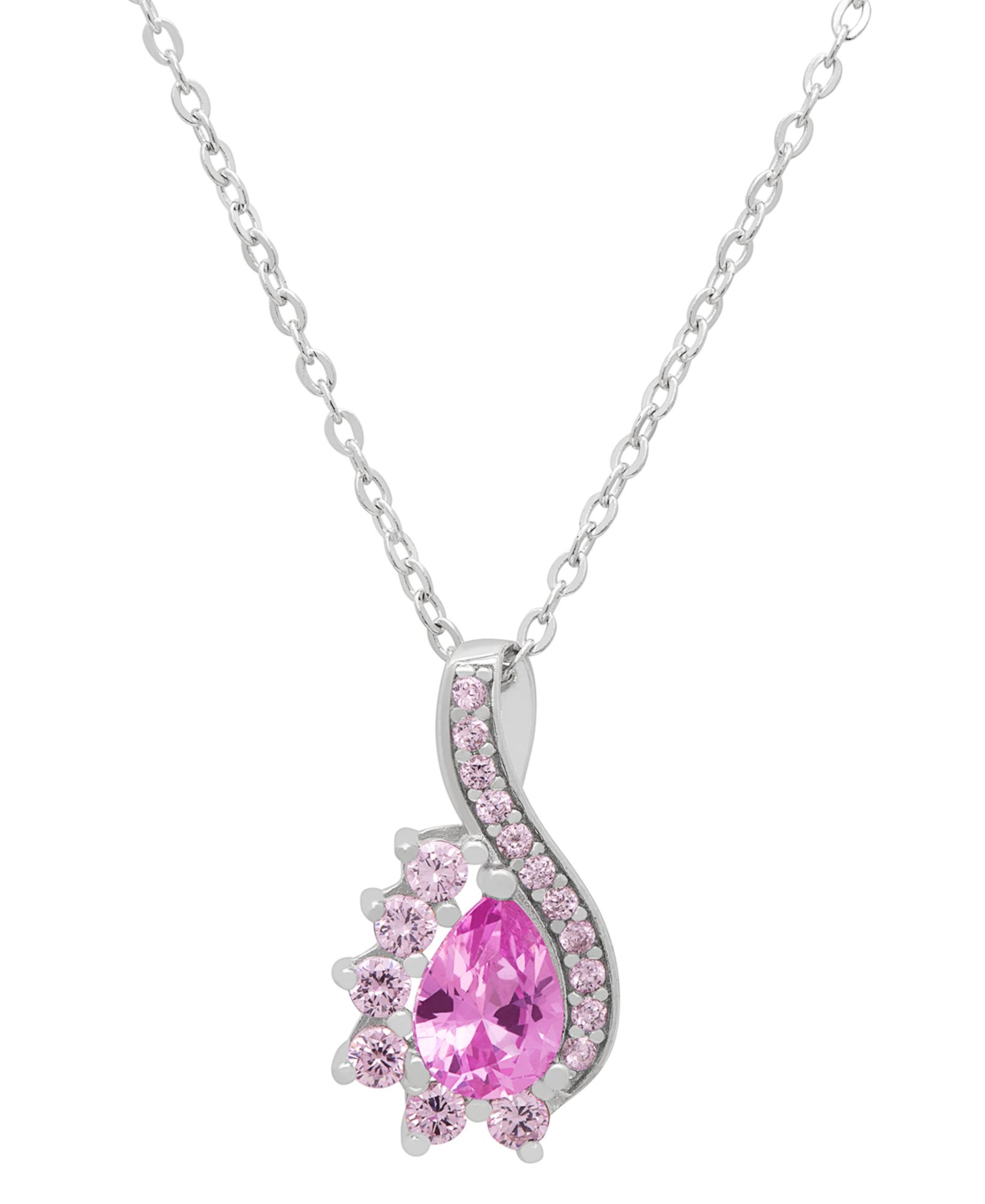 Колье-подвеска Macy's Lab-Grown Pink Sapphire Infinity Pear в Sterling Silver