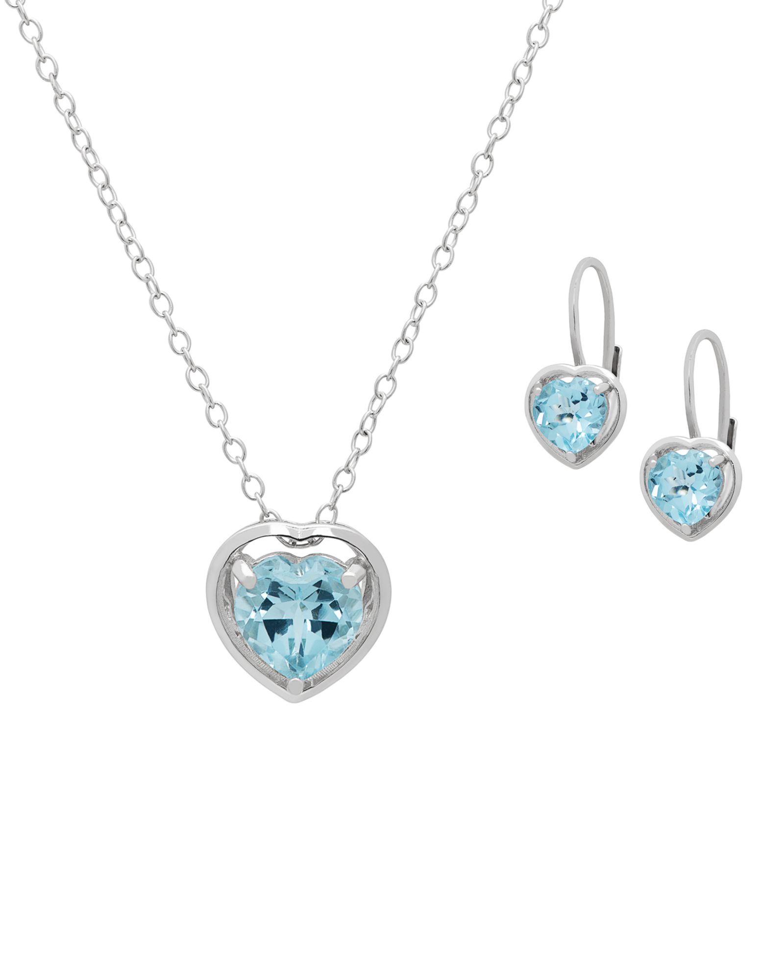 Набор колье и серег Macy's 2-Pc. Blue Topaz Heart Pendant в стерлинговом серебре