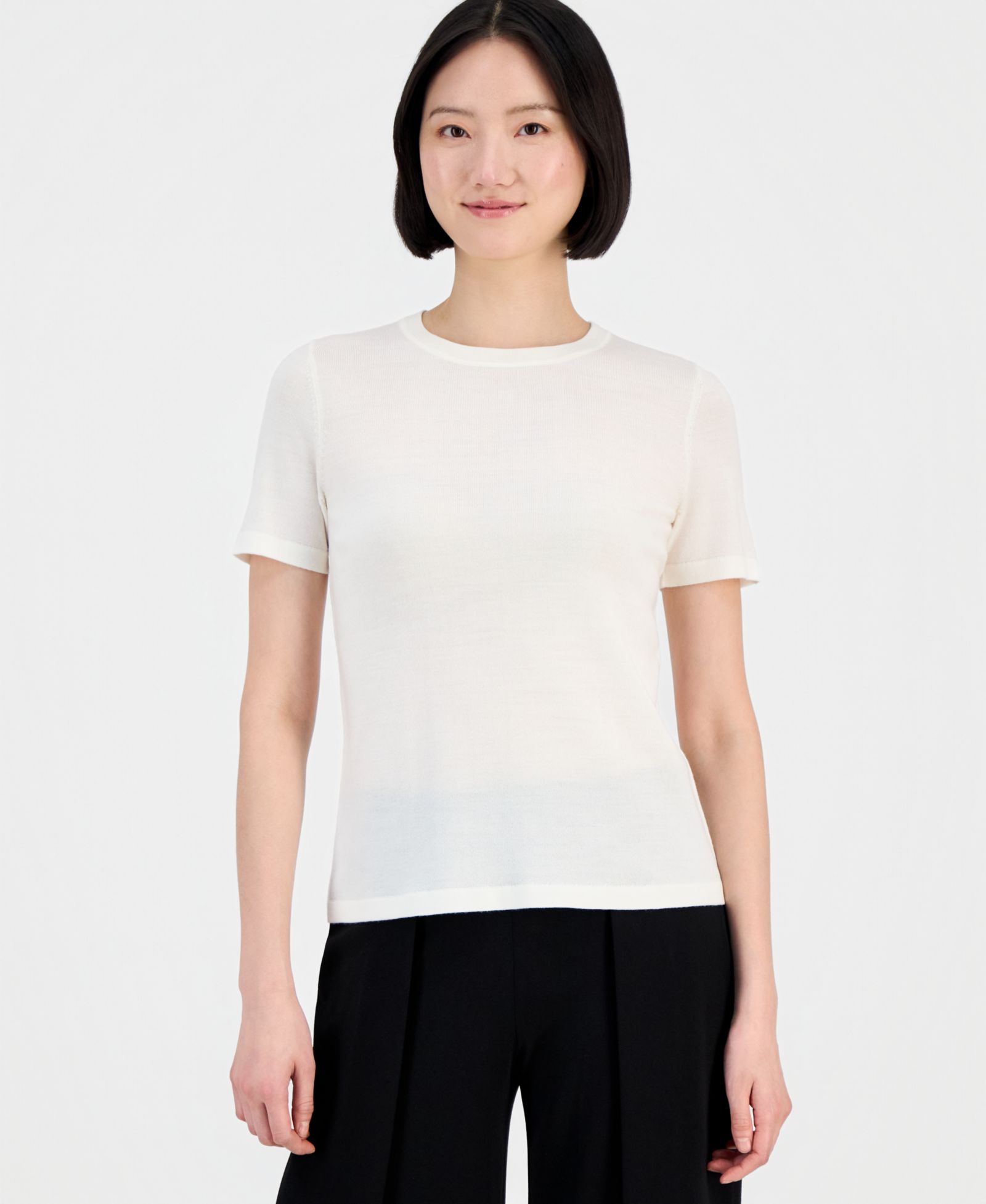 Anne Klein Women's Merino Wool Short-Sleeve Sweater