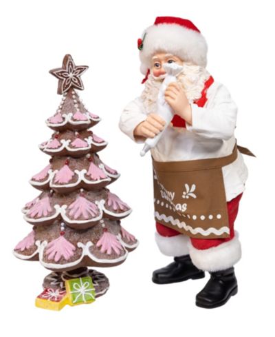 Набор Kurt Adler Fabriché 10.5" Santa Decorating Gingerbread Tree, 2-Pc. Set