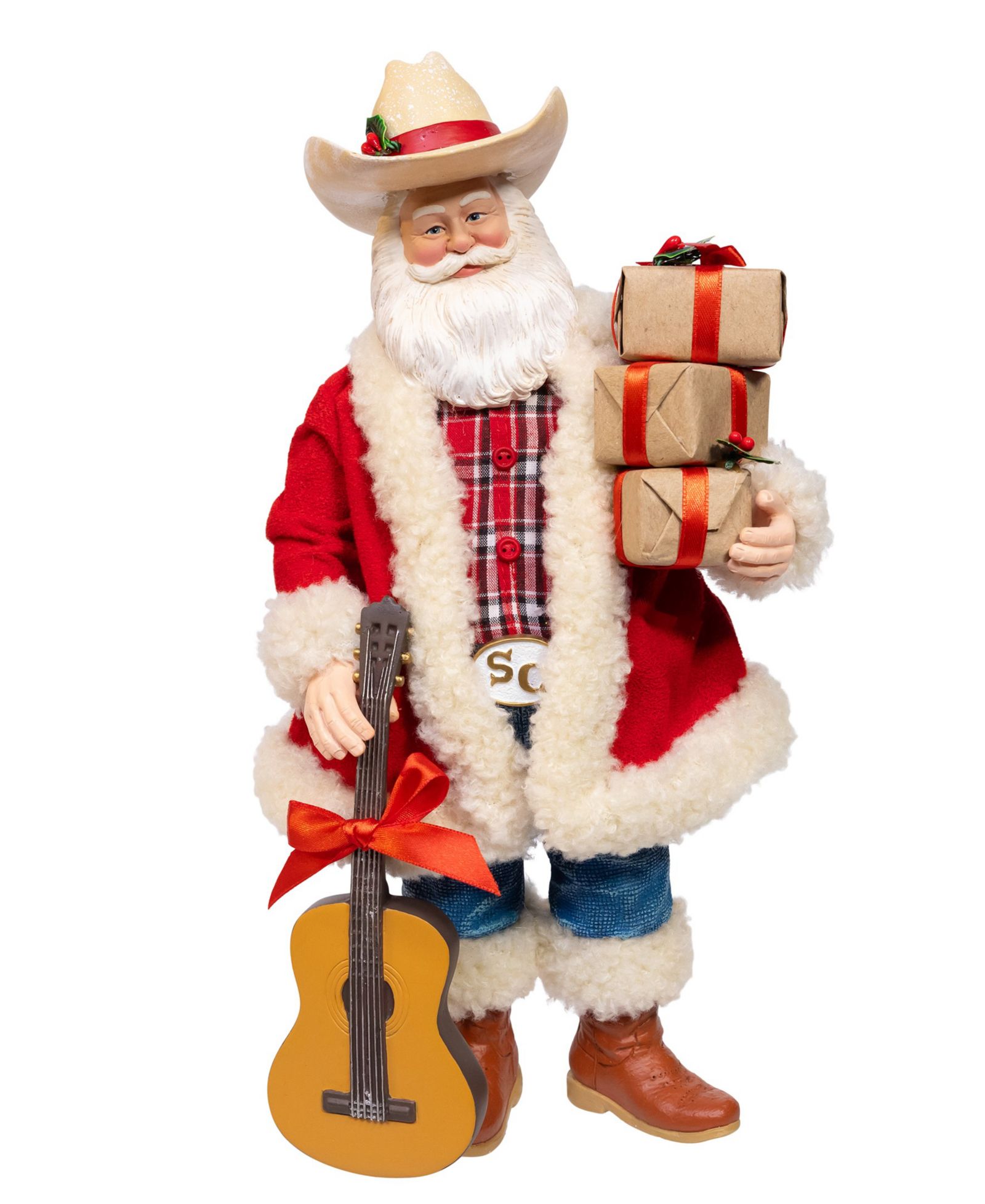 Фигурка Kurt Adler Fabriché Western Santa с гитарой, 11"