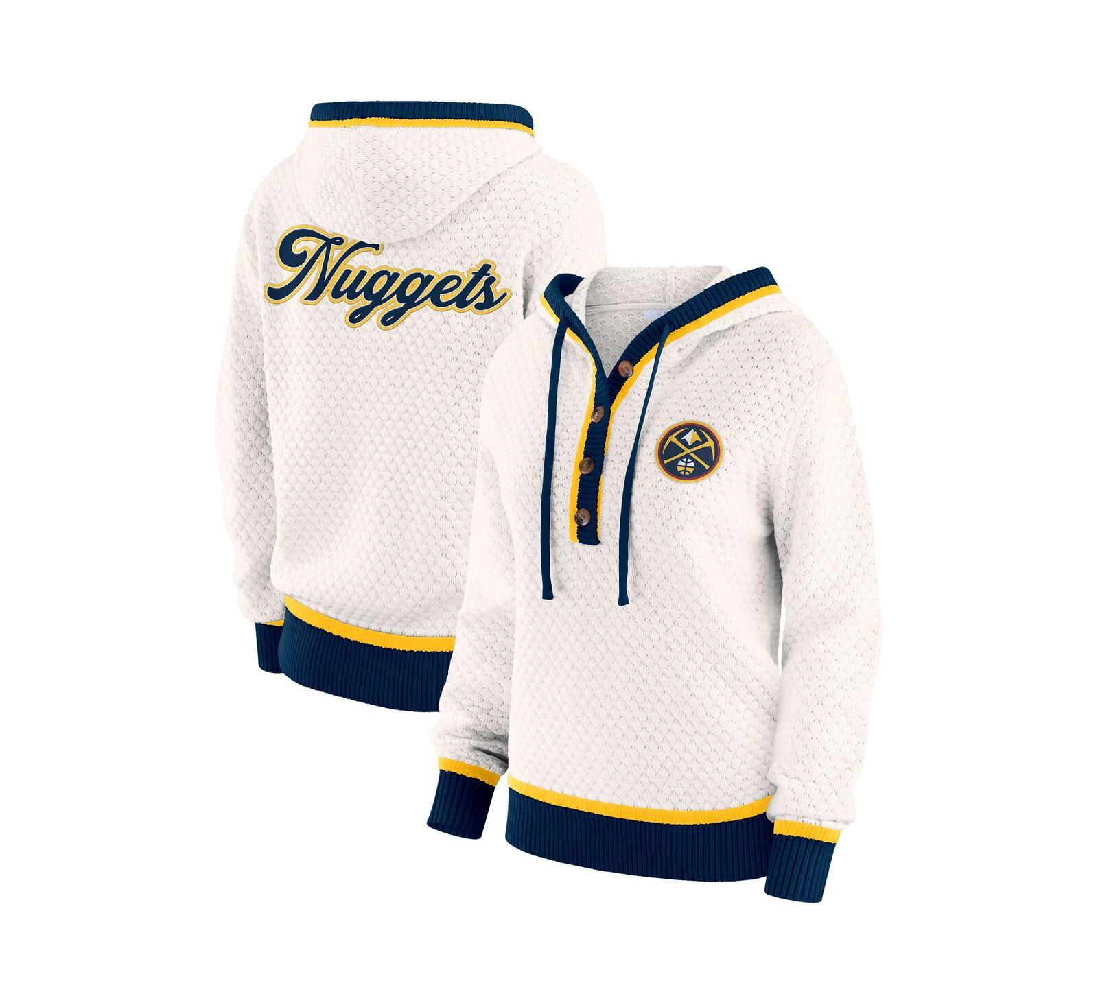 WEAR by Erin Andrews Women's White Denver Nuggets Plus Size Hoodie Sweater