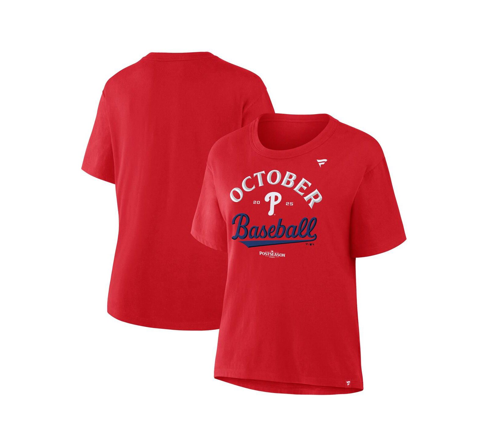 Женская футболка Fanatics Philadelphia Phillies 2025 MLB Postseason, красная