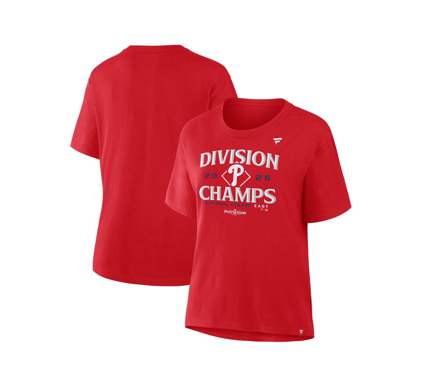 Fanatics Women's Red Philadelphia Phillies 2025 NL East Division s Locker Room T-Shirt