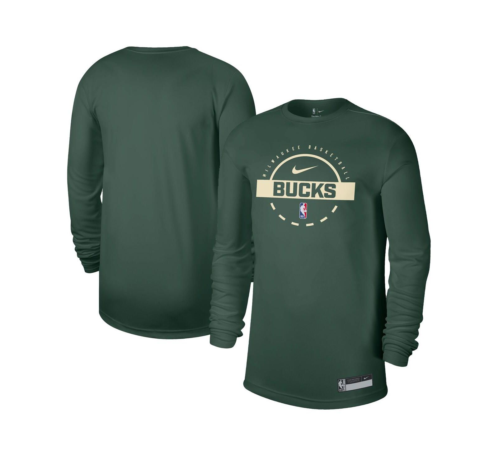 Nike Мужская футболка Milwaukee Bucks 2025/26 On-Court Flare Performance Long Sleeve Hunter Green