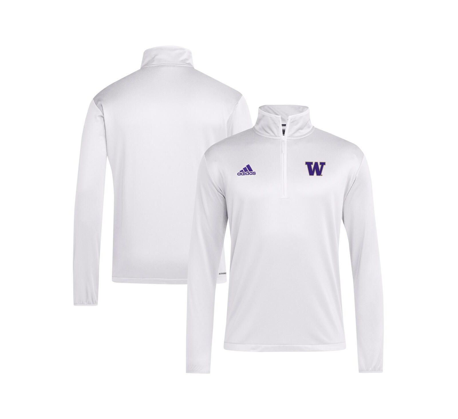 Adidas Men's White Washington Huskies 2024 Coaches Sideline Quarter-Zip T-Shirt