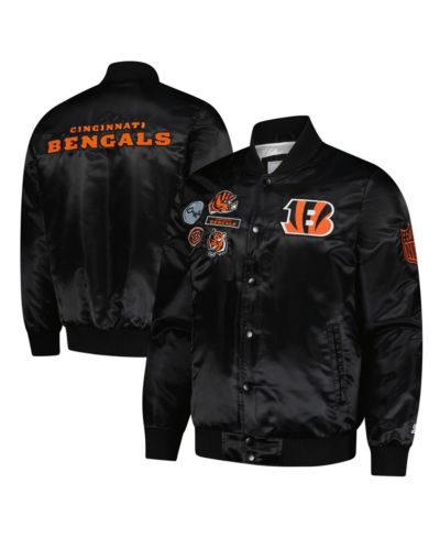 Мужская атласная университетская куртка Starter Black Cincinnati Bengals Exclusive Full-Snap