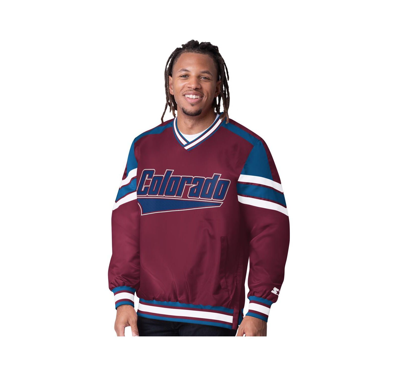 Starter Men's Burgundy Colorado Avalanche Reliever V-Neck Pullover Jacket
