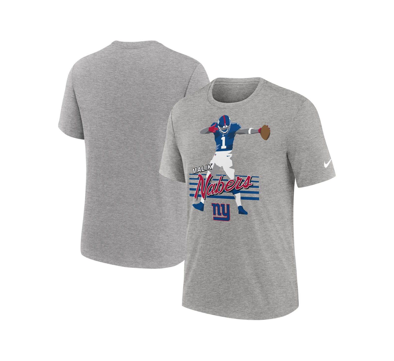 Nike Men's Malik Nabers Heather Gray New York Giants Player Graphic T-Shirt