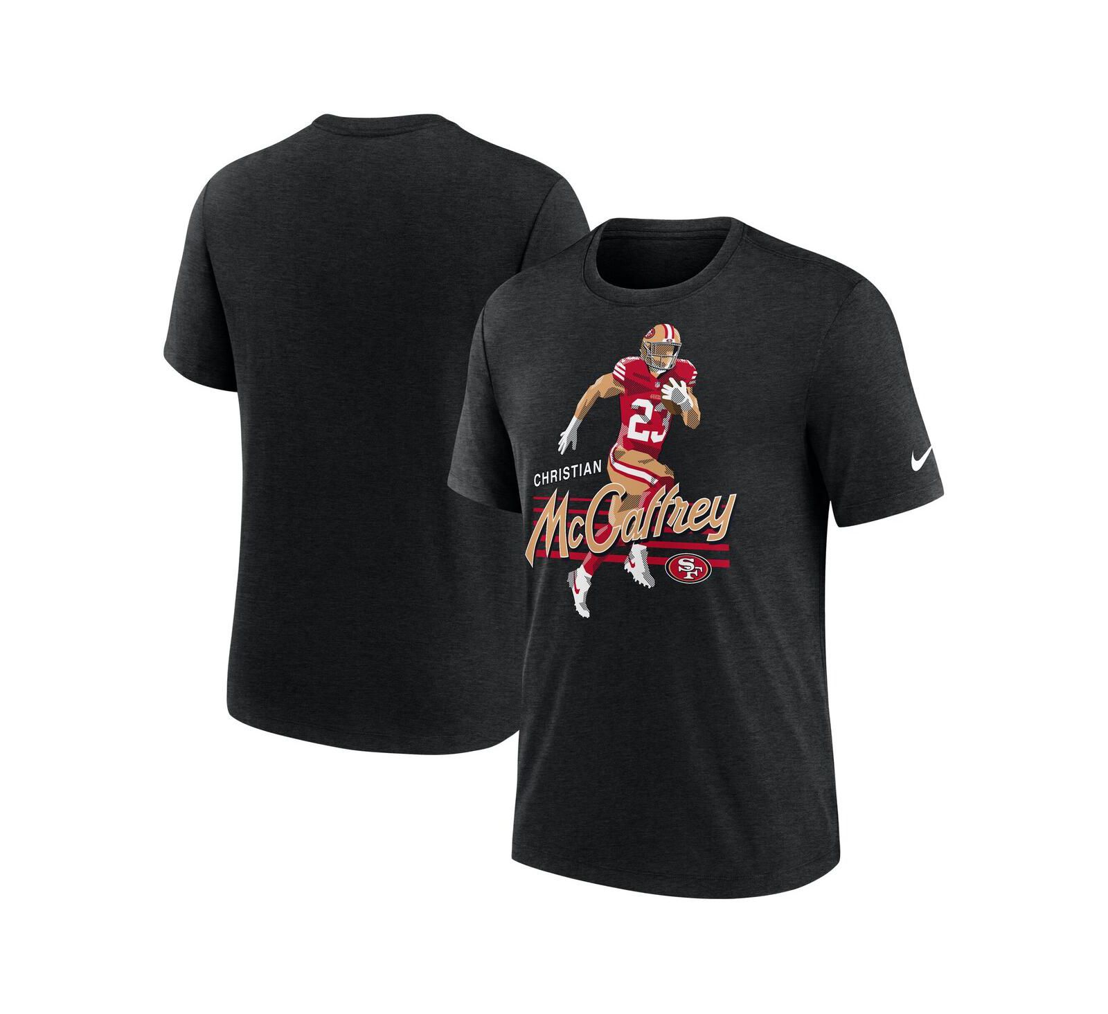 Nike Men's Christian McCaffrey Heather Black San Francisco 49ers Player Graphic T-Shirt