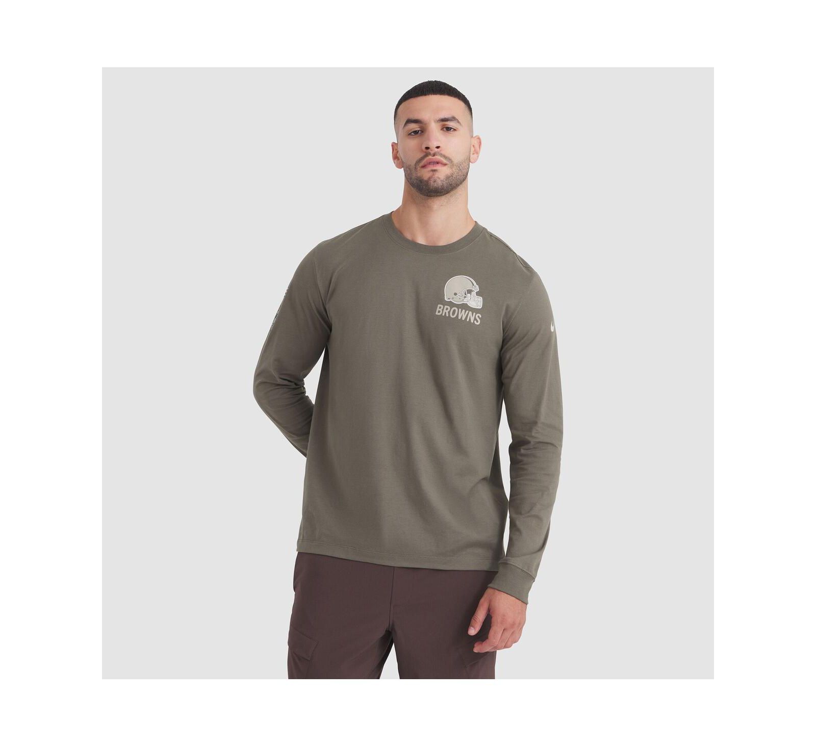 Nike Men's Olive Cleveland Browns 2025 Salute to Service Sideline Long Sleeve T-Shirt