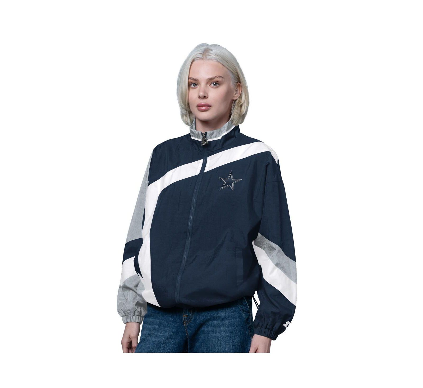 Starter Women's Navy/Silver Dallas Cowboys 1st Quarter Full-Zip Windbreaker Jacket
