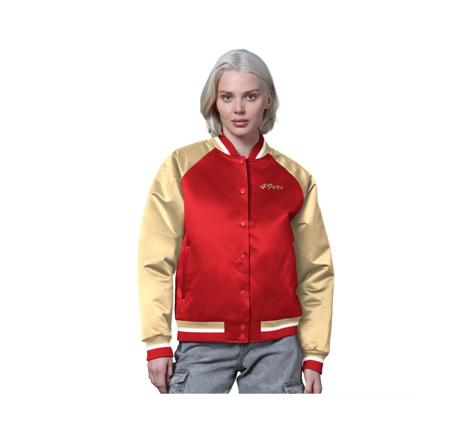 Starter Women's Scarlet/Gold San Francisco 49ers Satin Full-Snap Varsity Jacket