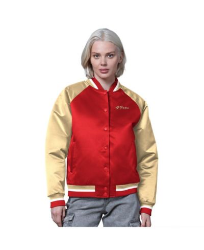 Starter Женская сатиновая куртка San Francisco 49ers Scarlet/Gold Full-Snap Varsity