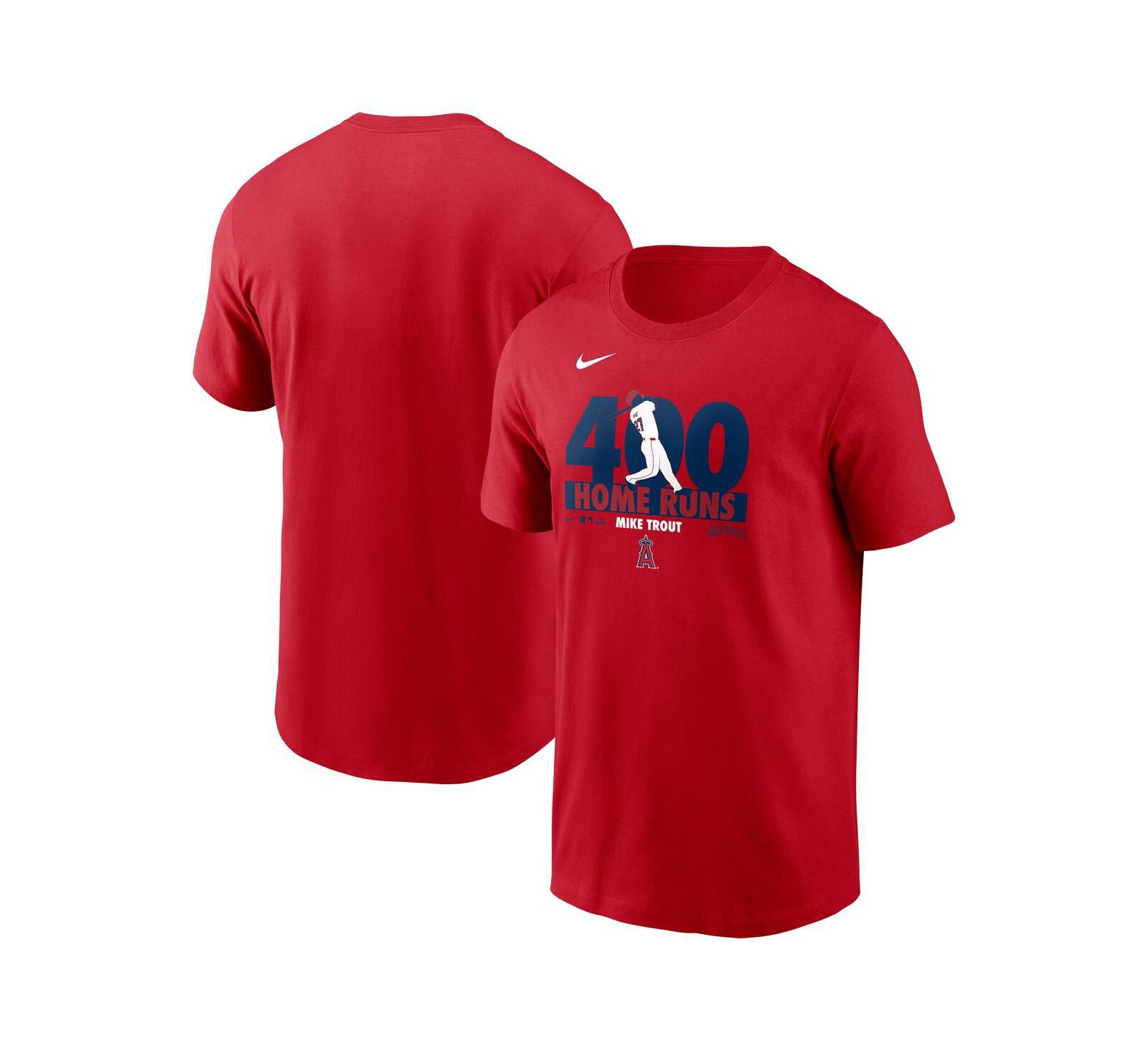 Nike Мужская футболка Mike Trout Red Los Angeles Angels 400 Career Home Runs