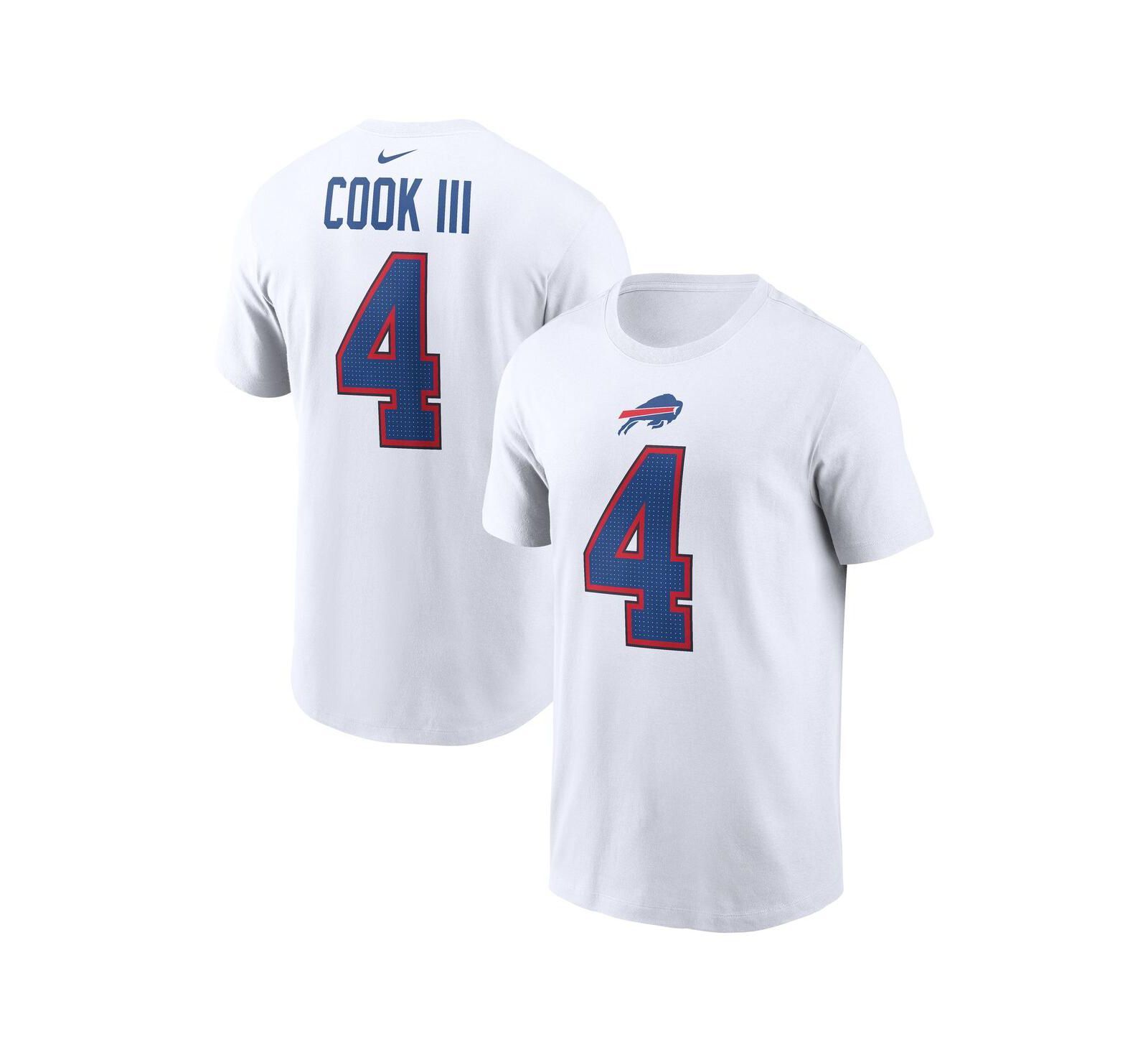Nike Men's James Cook III White Buffalo Bills Player Name & Number T-Shirt