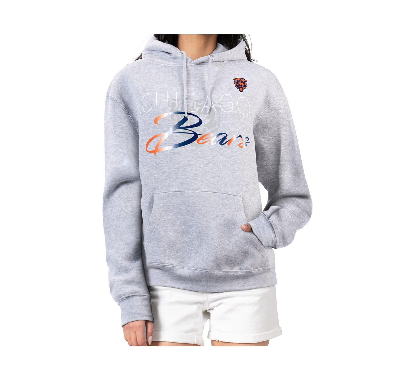 G-III 4Her by Carl Banks Women's Gray Chicago Bears Shadow Logo Fleece Pullover Hoodie