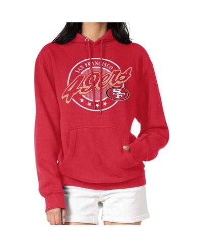 G-III 4Her by Carl Banks Женский Scarlet San Francisco 49ers Pinstripe Circle Fleece Pullover Hoodie