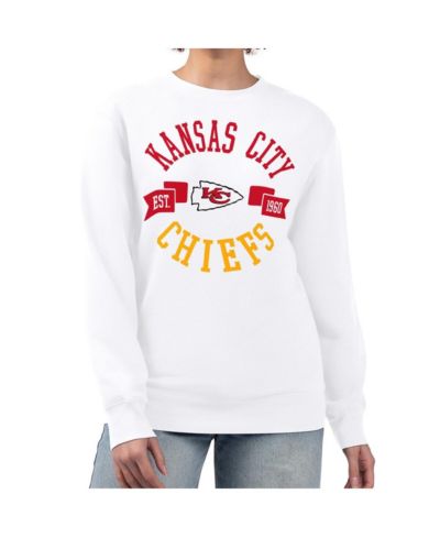 G-III 4Her by Carl Banks Women's White Kansas City Chiefs Large Team Graphic Fleece Pullover Sweatshirt