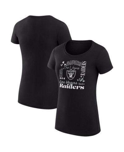 G-III 4Her by Carl Banks Women's Black Las Vegas Raiders Super-Slim Fit Lightweight Collage Team T-Shirt