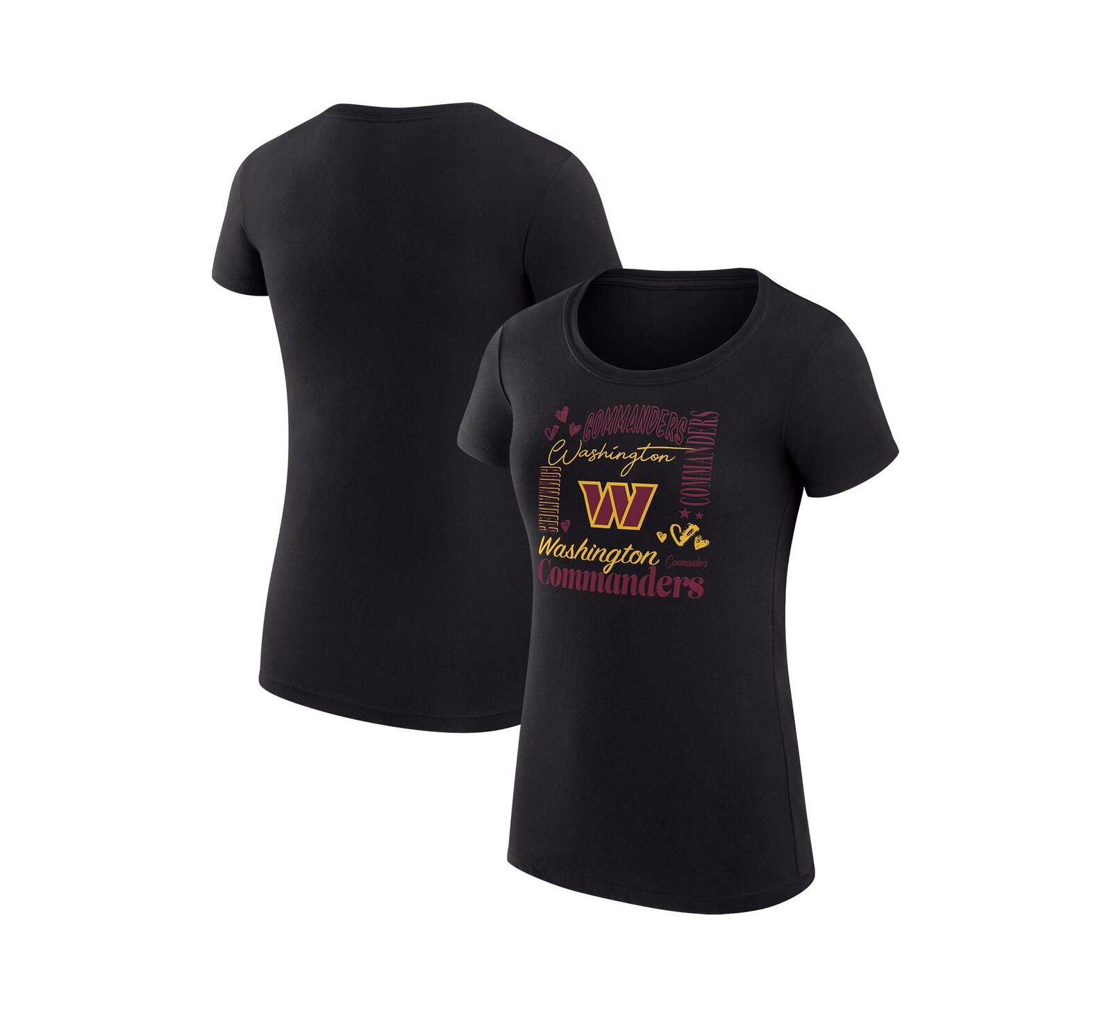G-III 4Her by Carl Banks Women's Black Washington Commanders Super-Slim Fit Lightweight Collage Team T-Shirt