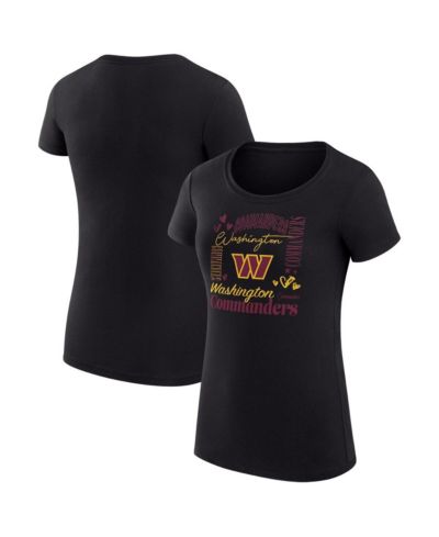 G-III 4Her by Carl Banks Women's Black Washington Commanders Super-Slim Fit Lightweight Collage Team T-Shirt