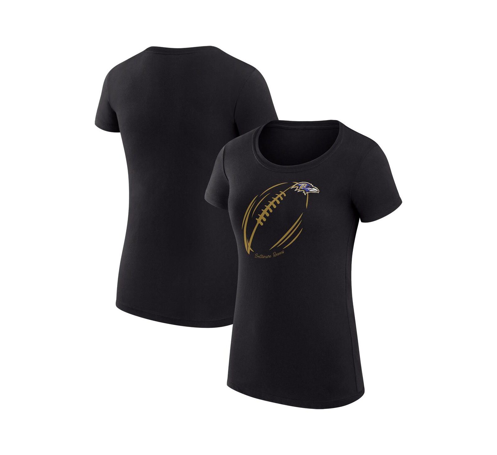G-III 4Her by Carl Banks Women's Black Baltimore Ravens Super-Slim Fit Lightweight Subtle Football T-Shirt