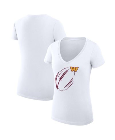 G-III 4Her by Carl Banks Women's White Washington Commanders Super-Slim Fit Lightweight Subtle Football V-Neck T-Shirt