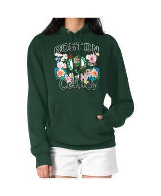 G-III 4Her by Carl Banks Women's Green Boston Celtics Flowers Team Logo Graphic Fleece Pullover Hoodie