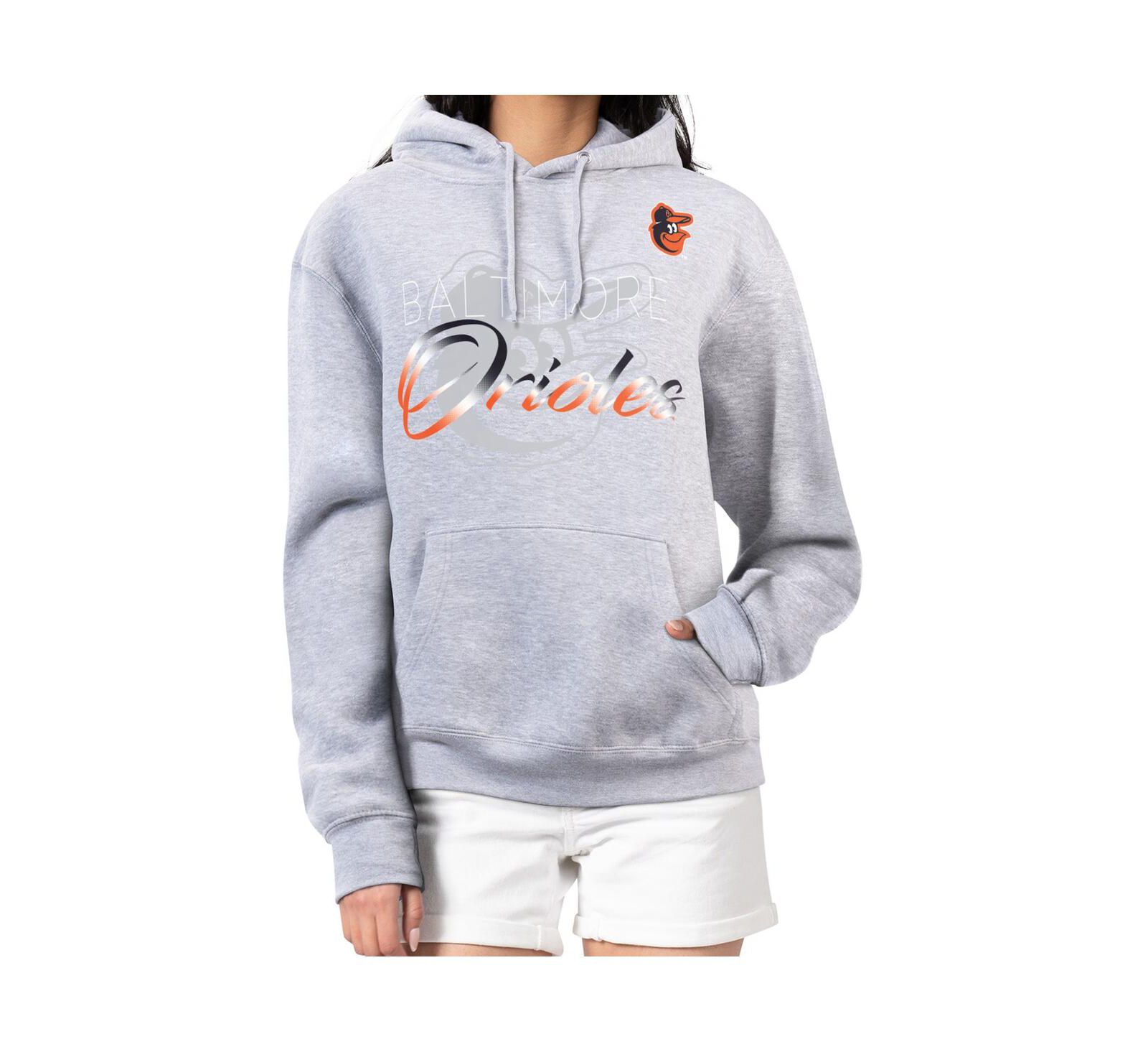 Женский худи G-III 4Her by Carl Banks Heather Gray Baltimore Orioles Shadow Logo Graphic Pullover