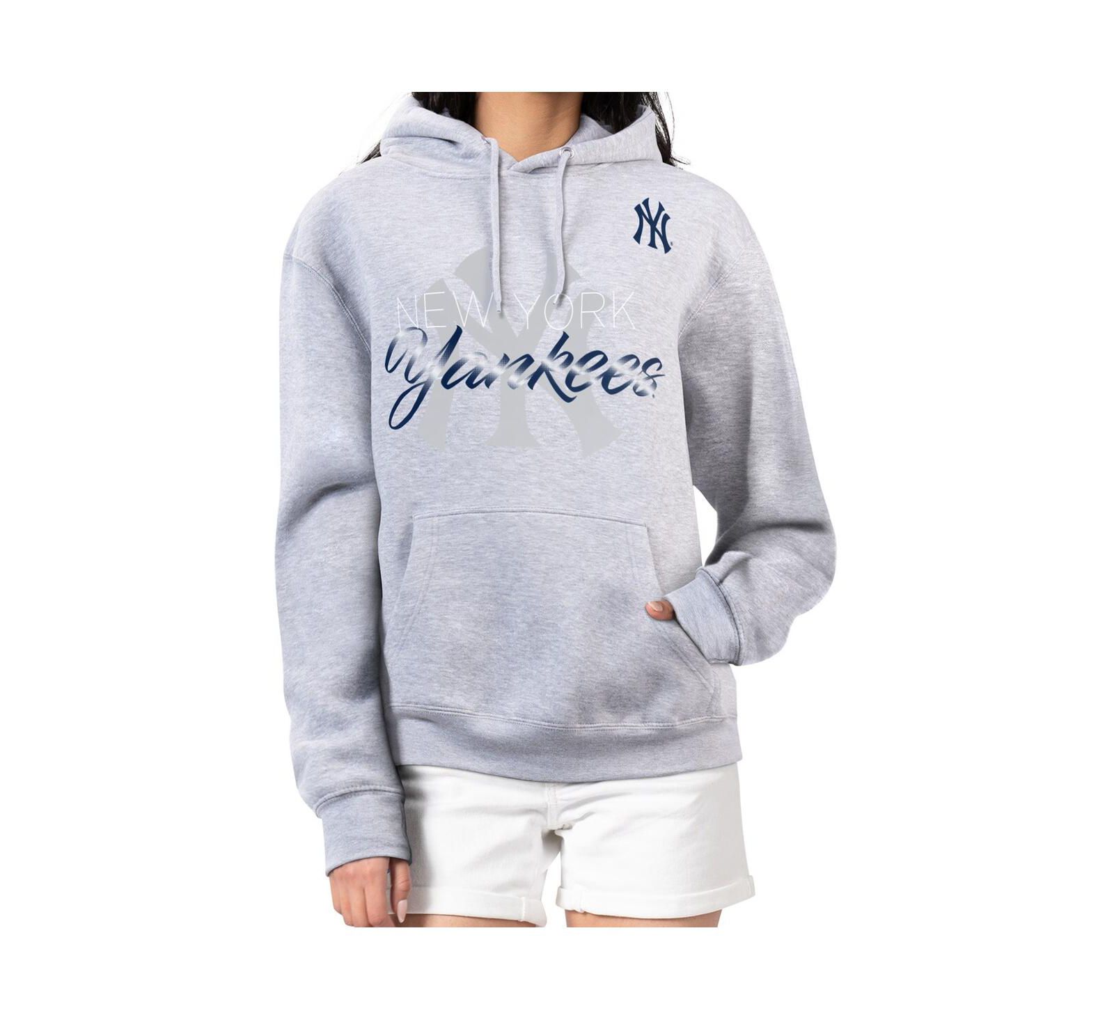 Женское худи G-III 4Her by Carl Banks Heather Gray New York Yankees Shadow Logo Graphic
