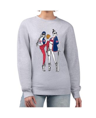 G-III 4Her by Carl Banks Women's Heather Gray Chicago Cubs Baseball Girls Fleece Pullover Sweatshirt
