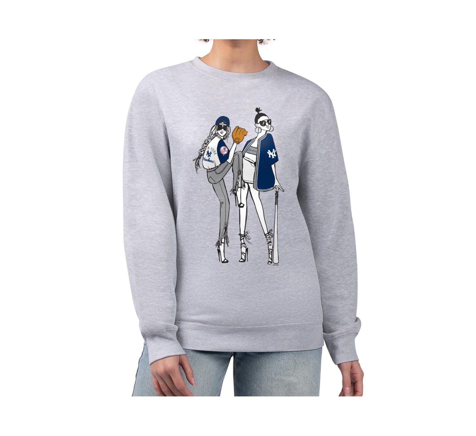 G-III 4Her by Carl Banks Women's Heather Gray New York Yankees Baseball Girls Fleece Pullover Sweatshirt