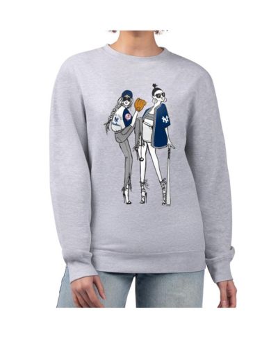 G-III 4Her by Carl Banks Women's Heather Gray New York Yankees Baseball Girls Fleece Pullover Sweatshirt
