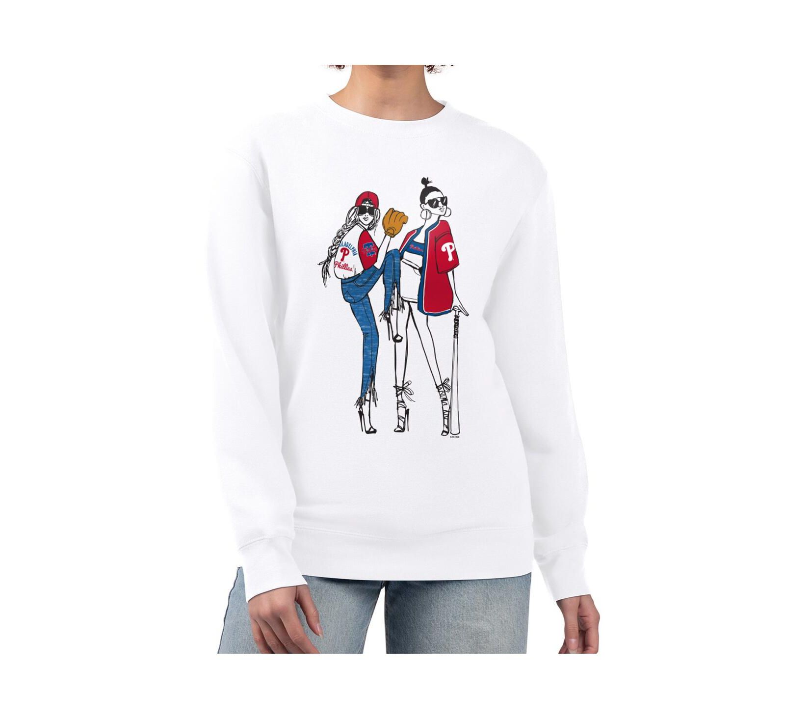 G-III 4Her by Carl Banks Women's White Philadelphia Phillies Baseball Girls Fleece Pullover Sweatshirt