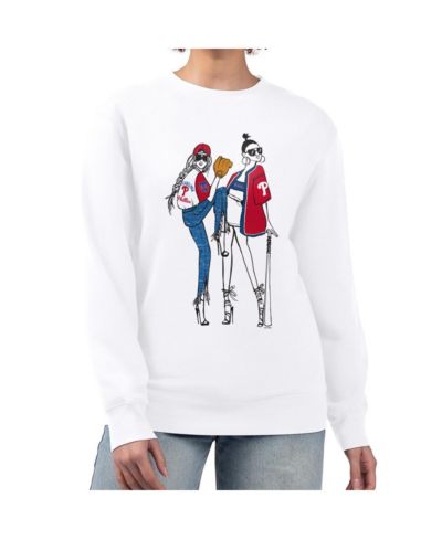 G-III 4Her by Carl Banks Women's White Philadelphia Phillies Baseball Girls Fleece Pullover Sweatshirt