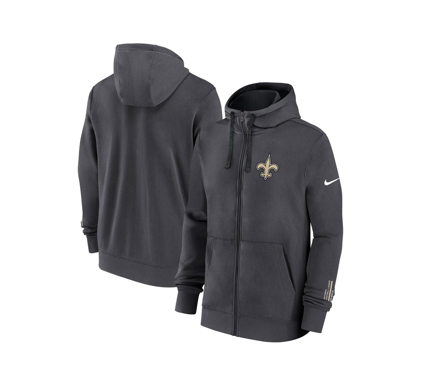 Nike Men's Anthracite New Orleans Saints Primetime Club Full-Zip Hoodie