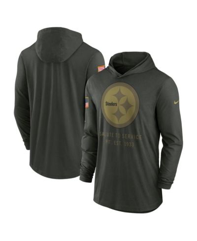 Nike Men's Forest Green Pittsburgh Steelers 2025 Salute to Service Sideline Dri-FIT Lightweight Hooded Pullover Sweatshirt
