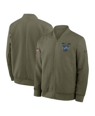 Nike Мужская бомбер-куртка Detroit Lions 2025 Salute to Service Olive, на молнии