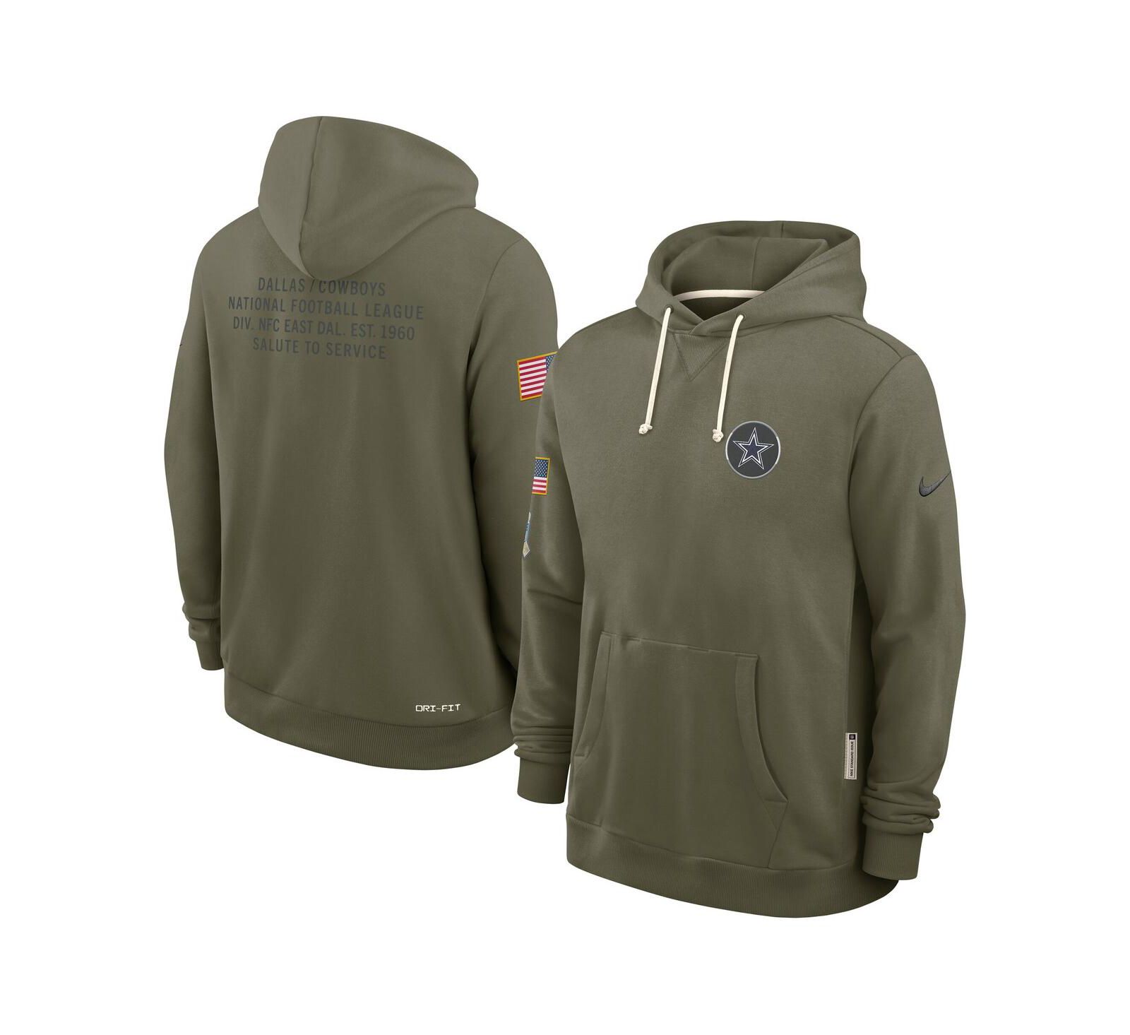 Nike Men's Olive Dallas Cowboys 2025 Salute to Service Sideline Standard Issue Dri-FIT Hoodie