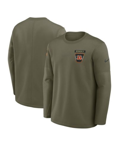 Мужская футболка Nike Olive Cincinnati Bengals 2025 Salute to Service Sideline Coaches Therma-FIT Long Sleeve