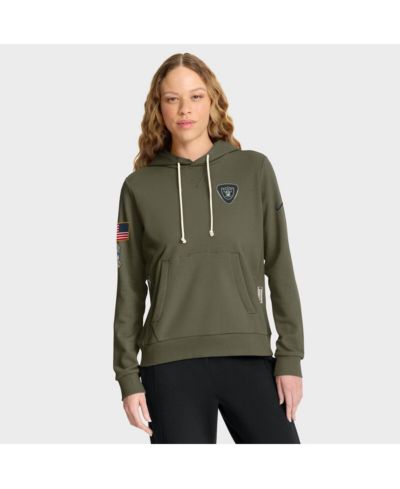 Женское худи Nike Las Vegas Raiders 2025 Salute to Service Sideline Standard Issue Dri-FIT, оливковое