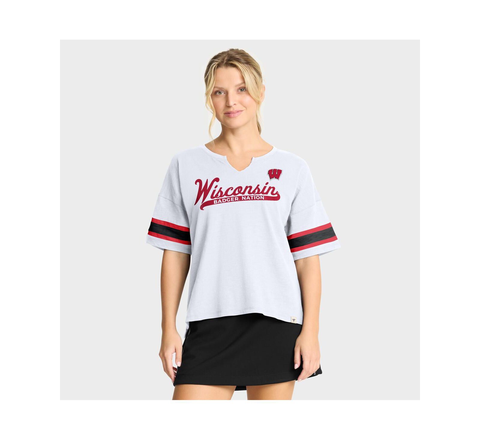 Женская футболка Fanatics White Wisconsin Badgers Hometown Premium Script