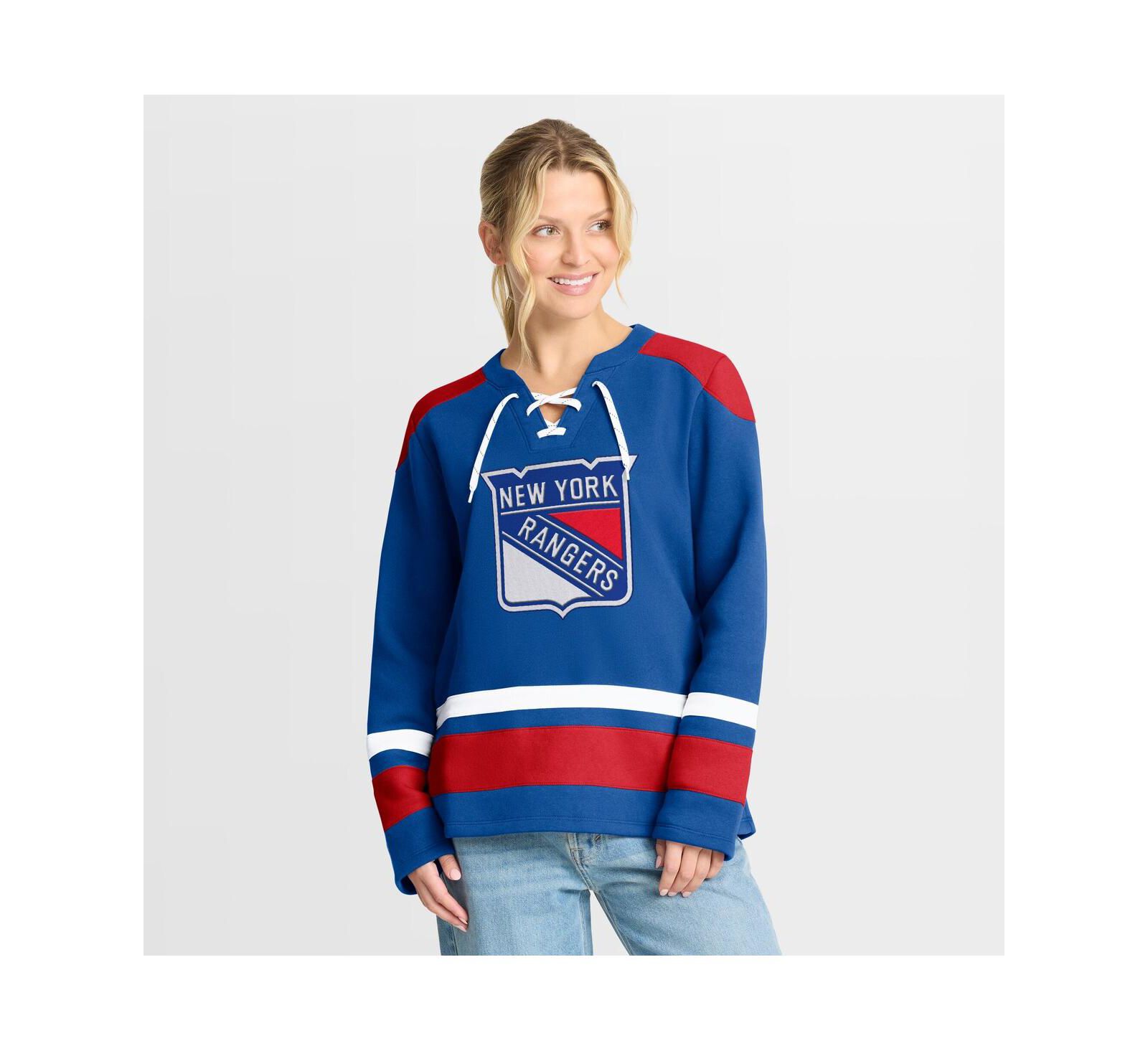 Женская толстовка Fanatics New York Rangers Icing с длинным рукавом и шнуровкой, синяя