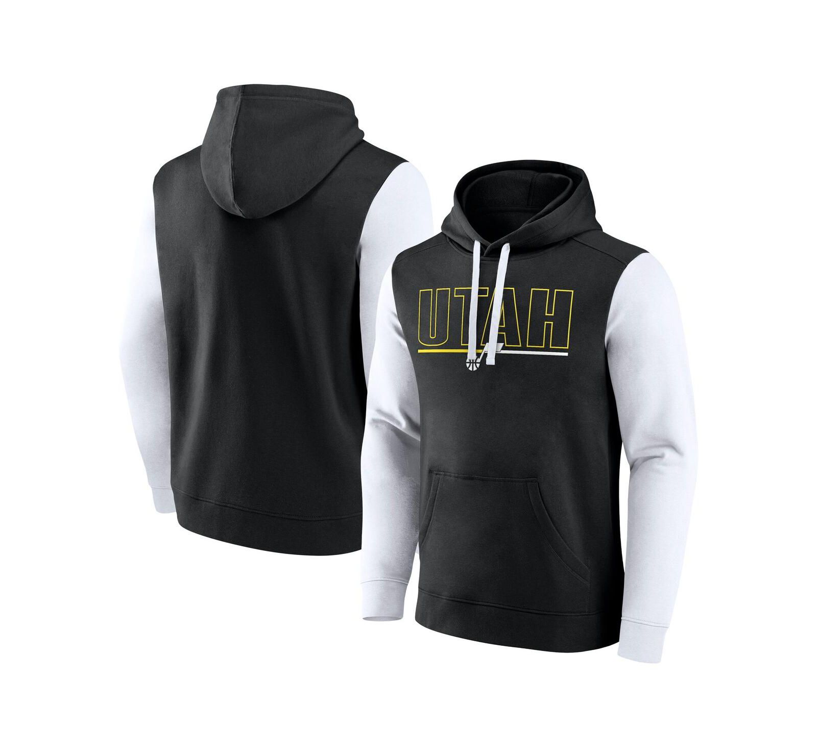 Худи Logo Athletic Men's Black Utah Jazz Outline Color Block Pullover