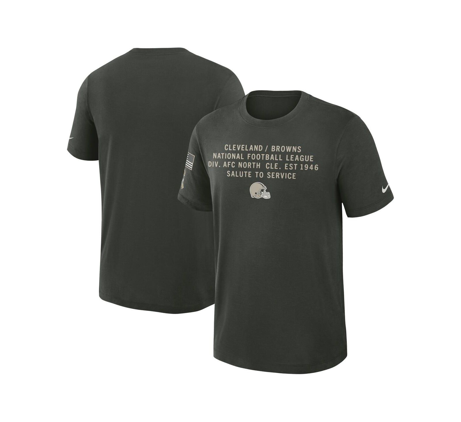 Мужская футболка Nike Dark Green Cleveland Browns 2025 Salute to Service Sideline Slub Dri-FIT