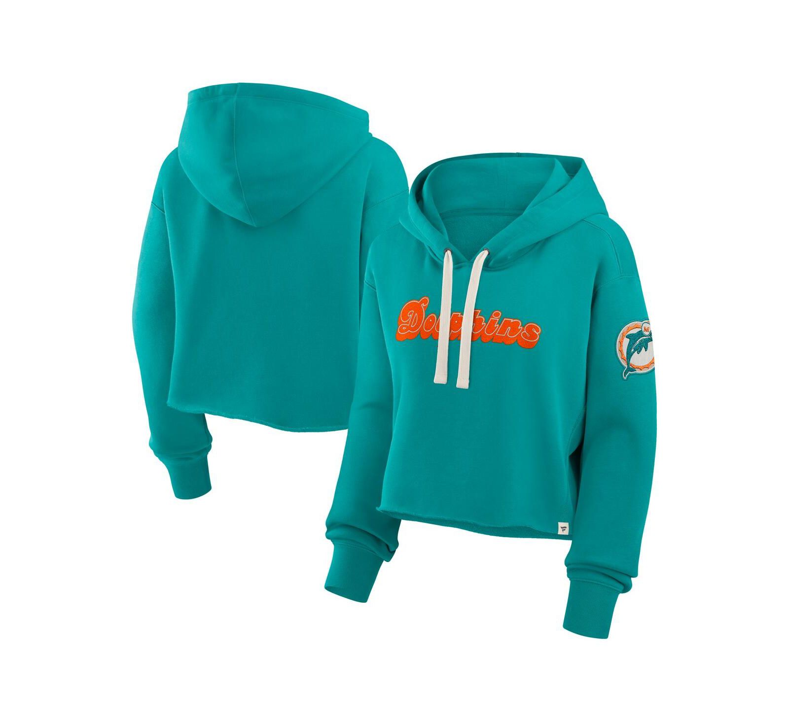 Женское укороченное худи Fanatics Aqua Miami Dolphins Oversized Hometown Heritage